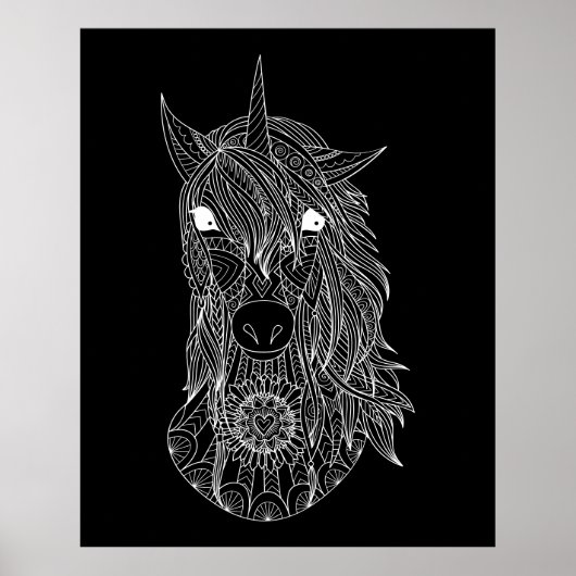 Groot zwart Poster voor Unicorn-kleuren (Voorkant)