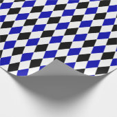 Groot zwart, Royal Blue en White Harlequin Cadeaupapier (Hoek)
