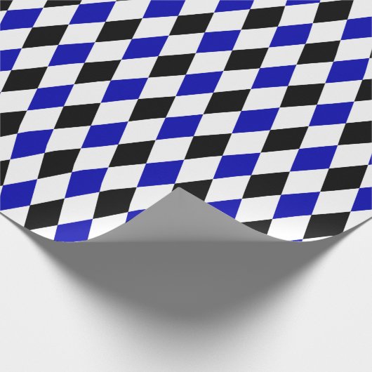 Groot zwart, Royal Blue en White Harlequin Cadeaupapier (Hoek)