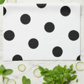 Groot zwart schijfpatroon - Aangepaste kleur wit Theedoek (Gevouwen)