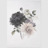 Groot zwart-wit bloemenboeket voor decoupage tissuepapier (Voorkant)