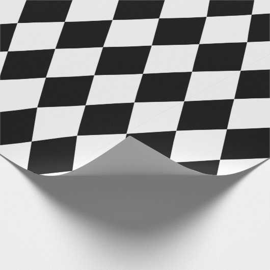 Groot zwart-wit Diamond Harlequin Pattern Cadeaupapier (Hoek)