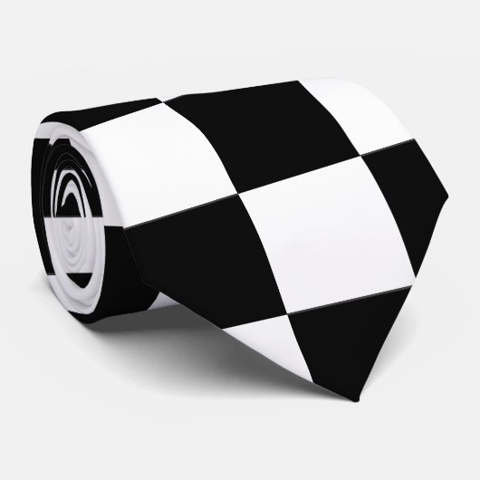 Groot zwart & wit geruit stropdas (Opgerold)