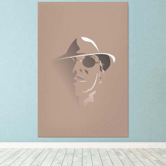 Groot zwart-wit Retro Face Monochrome tekening Canvas Afdruk (Insitu (Houten vloer))