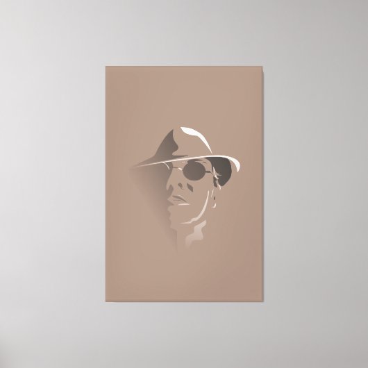 Groot zwart-wit Retro Face Monochrome tekening Canvas Afdruk (Voorkant)