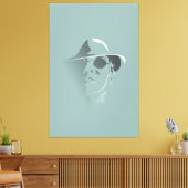 Groot zwart-wit Retro Face Monochrome tekening Canvas Afdruk (Insitu (Woonkamer))