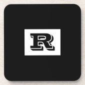 Groot zwart zwart monogram met brede omtrek, zwart bier onderzetter (Voorkant)