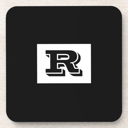 Groot zwart zwart monogram met brede omtrek, zwart bier onderzetter (Voorkant)