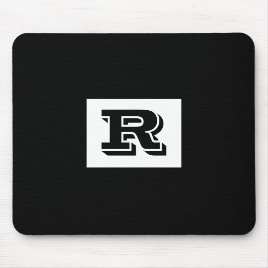 Groot zwart zwart monogram met brede omtrek, zwart muismat (Voorkant)