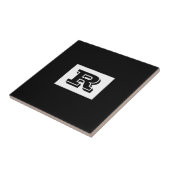 Groot zwart zwart monogram met brede omtrek, zwart tegeltje (Zijkant)