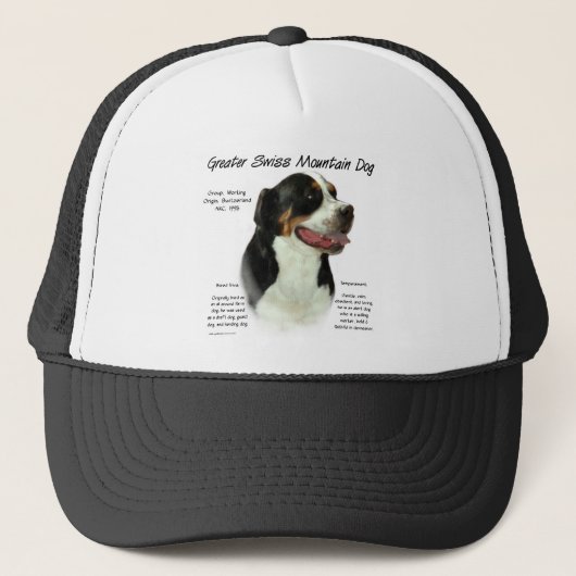 Groot Zwitsers Berghond Geschiedenis Ontwerp Trucker Pet (Voorkant)