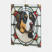 Groot Zwitsers Berghond "Glas in lood" Glas Ornament (Voorkant links)