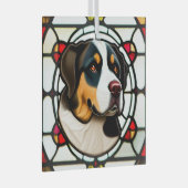 Groot Zwitsers Berghond "Glas in lood" Glas Ornament (Voorkant Rechts)