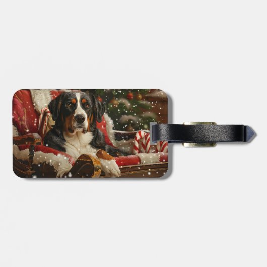 Groot Zwitsers Berghond Kerstfeest Bagagelabel (Achterkant horizontaal)