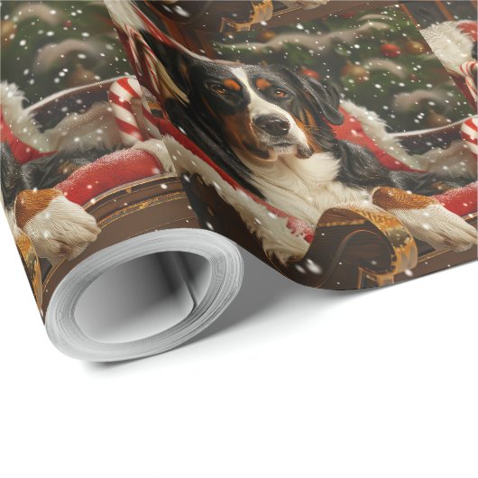 Groot Zwitsers Berghond Kerstfeest Cadeaupapier (Rol Hoek)