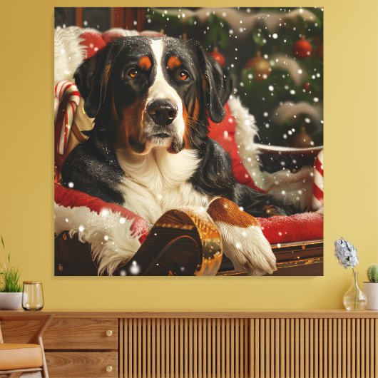 Groot Zwitsers Berghond Kerstfeest Canvas Afdruk (Insitu (Woonkamer))