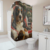 Groot Zwitsers Berghond Kerstfeest Douchegordijn (In situ)