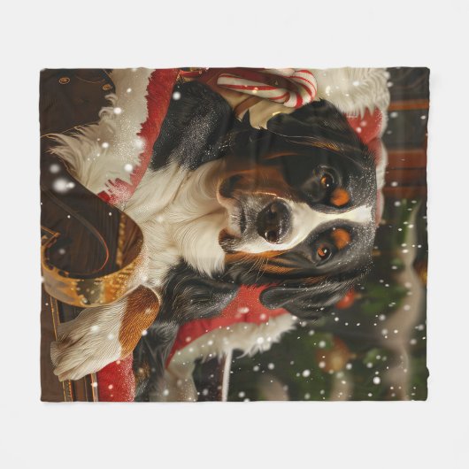 Groot Zwitsers Berghond Kerstfeest Fleece Deken (Voorkant (Horizontaal))