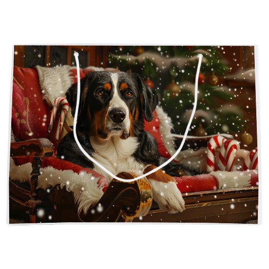 Groot Zwitsers Berghond Kerstfeest Groot Cadeauzakje (Voorkant)