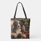 Groot Zwitsers Berghond Kerstfeest Tote Bag (Achterkant)