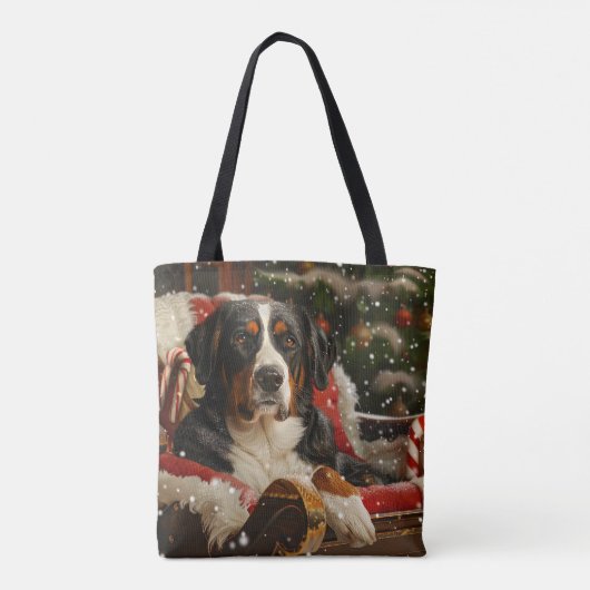 Groot Zwitsers Berghond Kerstfeest Tote Bag (Achterkant)
