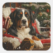 Groot Zwitsers Berghond Kerstfeest Vierkante Sticker (Voorkant)