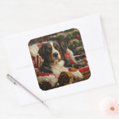 Groot Zwitsers Berghond Kerstfeest Vierkante Sticker (Envelop)