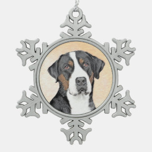 Groot Zwitsers Berghond Schilderij - Originele Kun Tin Sneeuwvlok Ornament