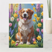 Groot Zwitsers Berghond Voorjaarsbloemen Schilderi Kaart (Voorkant)