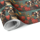 Groot Zwitsers met hart Rozen Valentijnsdag Cadeaupapier (Rol Hoek)