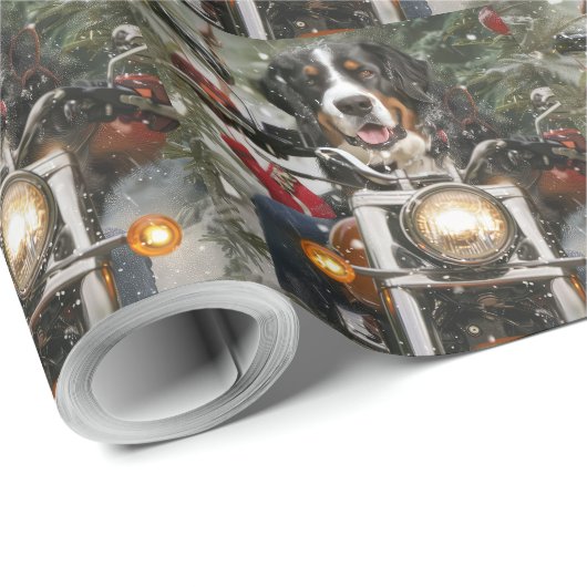 Groot-Zwitserse bergritten motorfiets kerst Cadeaupapier (Rol Hoek)