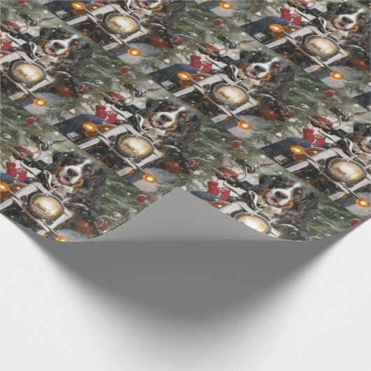 Groot-Zwitserse bergritten motorfiets kerst Cadeaupapier (Hoek)