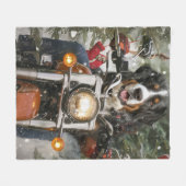 Groot-Zwitserse bergritten motorfiets kerst Fleece Deken (Voorkant (Horizontaal))