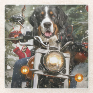 Groot-Zwitserse bergritten motorfiets kerst Glazen Onderzetter