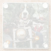 Groot-Zwitserse bergritten motorfiets kerst Glazen Onderzetter (Achterkant)