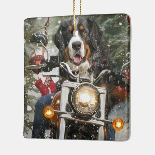 Groot-Zwitserse bergritten motorfiets kerst Keramisch Ornament (Links)