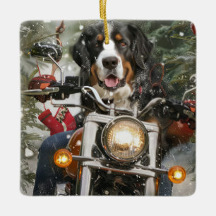 Groot-Zwitserse bergritten motorfiets kerst Keramisch Ornament