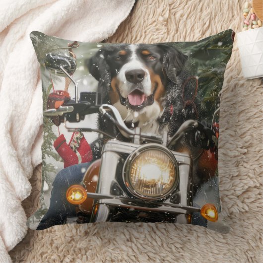 Groot-Zwitserse bergritten motorfiets kerst Kussen (Deken)
