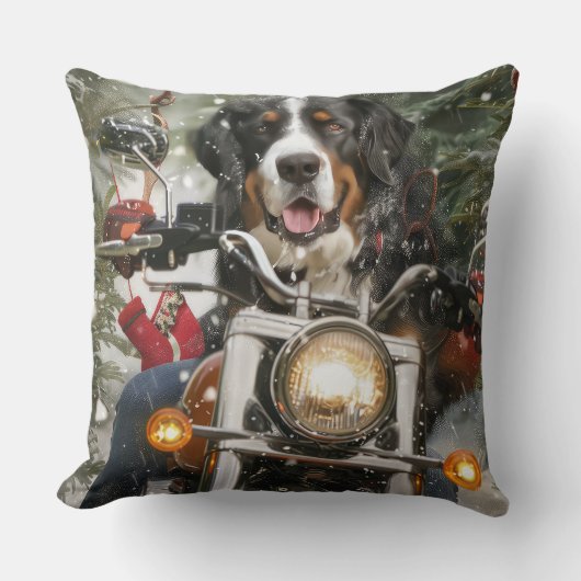 Groot-Zwitserse bergritten motorfiets kerst Kussen (Voorkant)