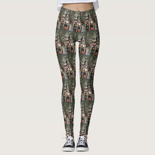 Groot-Zwitserse bergritten motorfiets kerst Leggings (Voorkant)