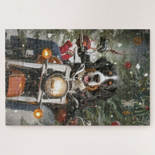 Groot-Zwitserse bergritten motorfiets kerst Legpuzzel (Horizontaal)