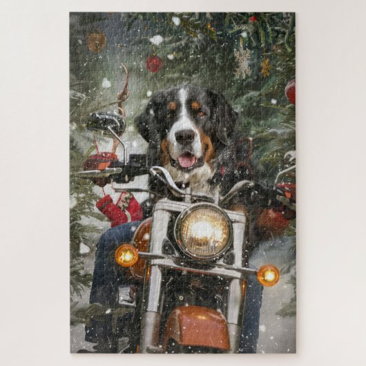 Groot-Zwitserse bergritten motorfiets kerst Legpuzzel (Verticaal)