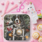 Groot-Zwitserse bergritten motorfiets kerst Papieren Bordje (Feest)