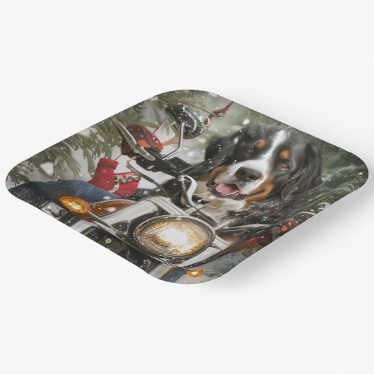 Groot-Zwitserse bergritten motorfiets kerst Papieren Bordje (Gebogen)