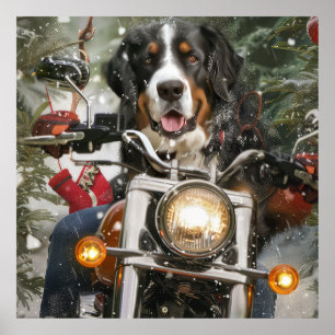 Groot-Zwitserse bergritten motorfiets kerst Poster