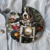 Groot-Zwitserse bergritten motorfiets kerst Ronde Button 6,0 Cm (In situ)