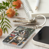 Groot-Zwitserse bergritten motorfiets kerst Sleutelhanger (Voorkant Rechts)