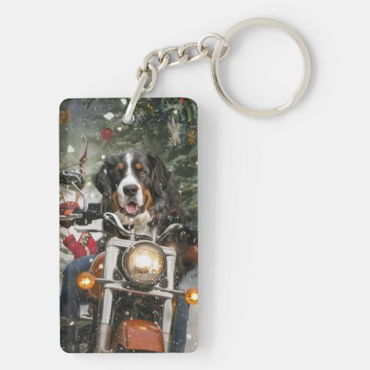 Groot-Zwitserse bergritten motorfiets kerst Sleutelhanger (achterkant)