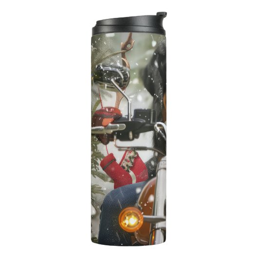 Groot-Zwitserse bergritten motorfiets kerst Thermosbeker (Gedraaid links)