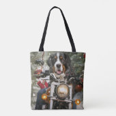 Groot-Zwitserse bergritten motorfiets kerst Tote Bag (Achterkant)